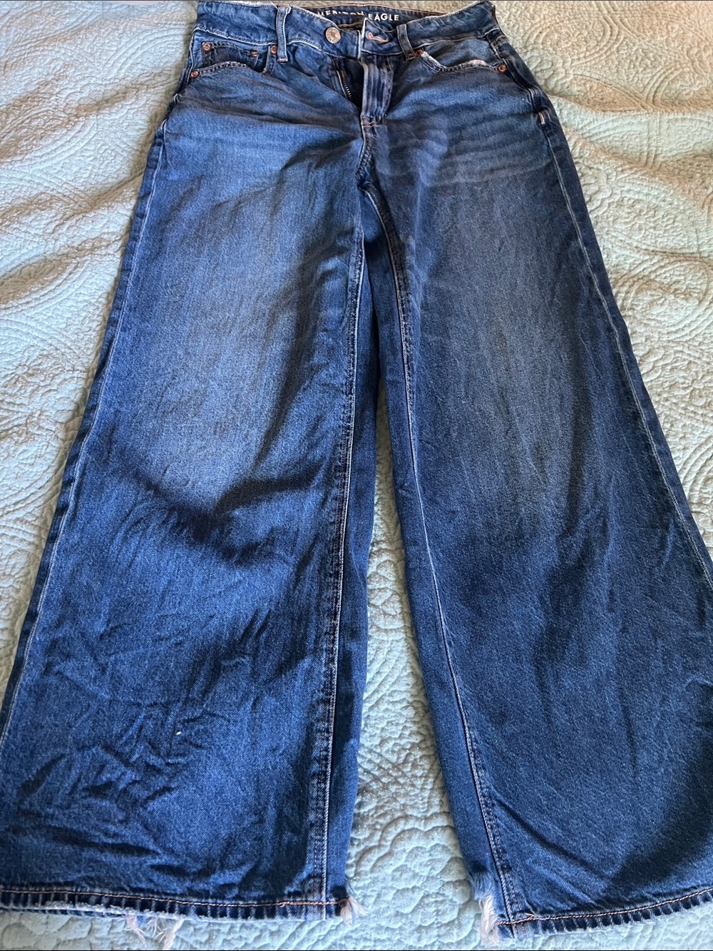 American Eagle Outfitters Wide Leg Dark Blue Denim Jeans